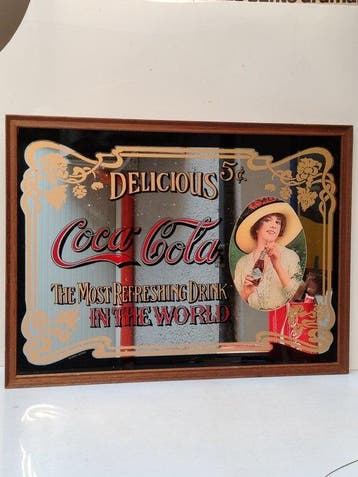 Enseigne publicitaire - Miroir Coca-Cola/Bambole/Fresbee -