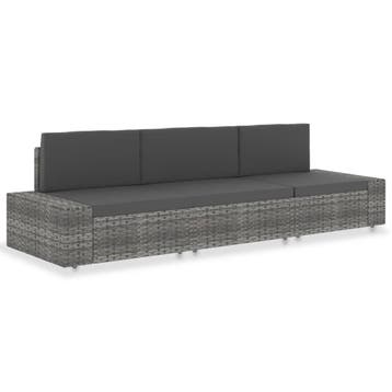 vidaXL Driezitsbank sectioneel poly rattan grijs, Verzenden