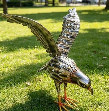 Figuur - Metal Hawk Sculpture - Staal, Metaal, verf