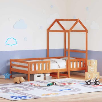 vidaXL Bedframe met huisje massief grenenhout wasbruin, Huis en Inrichting, Verzenden, Nieuw