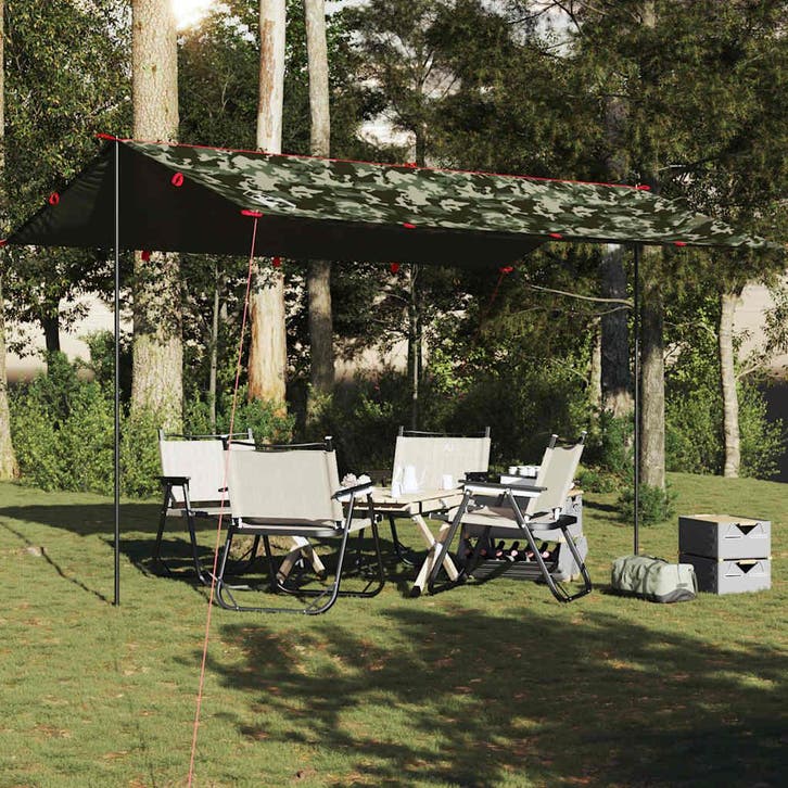 vidaXL Kampeerluifel waterdicht 506x306 cm camouflage, Caravanes & Camping, Tentes, Envoi