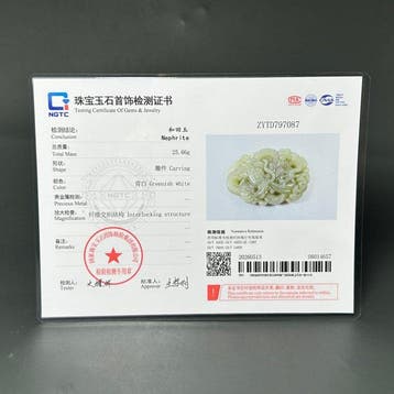 Jade néphrite certifié Pendentif amulette du dragon -