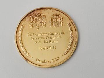 Spanje. Visita Oficial S.M. Isabel II a España - Oro y plata, Postzegels en Munten