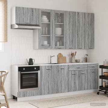 vidaXL Keukenblok LYON 8 st Grijs Sonoma Bewerkt hout, Huis en Inrichting, Verzenden, Nieuw