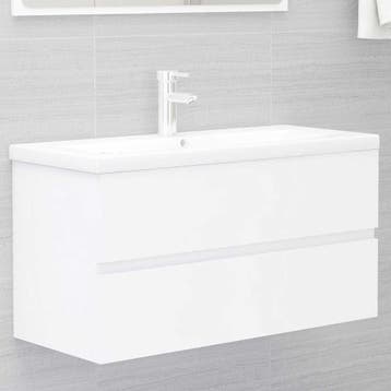 vidaXL Wastafelkast 90x38,5x45 cm bewerkt hout wit, Verzenden, Nieuw