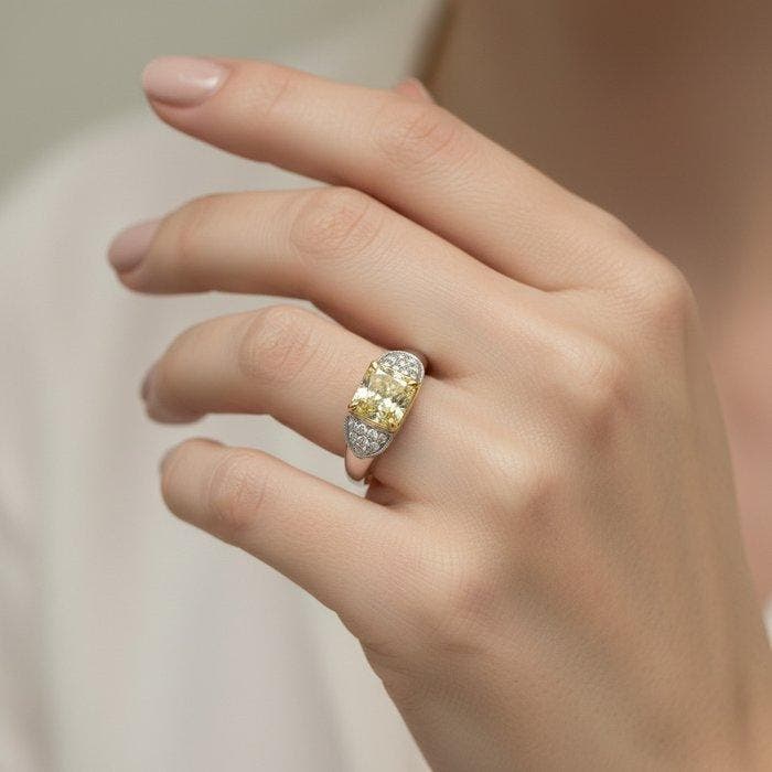 Bague - 18 carats Or blanc - 1.31ct. tw. Jaune Diamant, Handtassen en Accessoires, Ringen