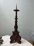 Kaarsenhouder - Hout met messing punt - kerk kandelaar - 79
