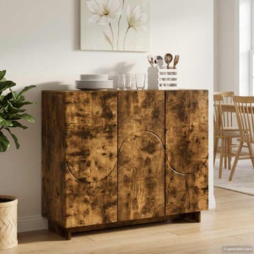 vidaXL Dressoir Gerookt eiken 85,5 x 31 x 75 cm Bewerkt hout, Verzenden, Nieuw