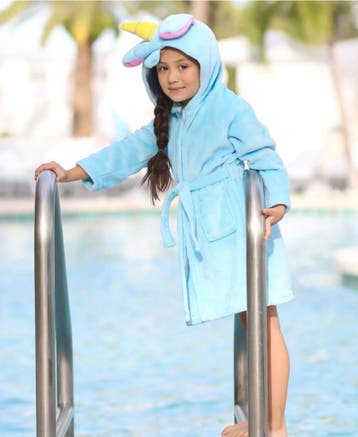 KIMU® Badjas Kind Eenhoorn Blauw Unicorn 110-116-122, Ophalen of Verzenden, Nieuw