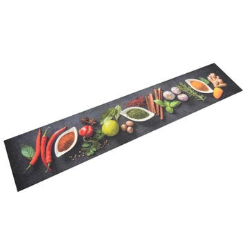 vidaXL Keukenmat wasbaar kruidenprint 60x300 cm fluweel, Verzenden