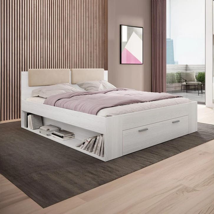 Houten Bed met Lade Genua - Wit - Bedframe 160 x 200, Huis en Inrichting, Slaapkamer | Bedden, Nieuw, Verzenden