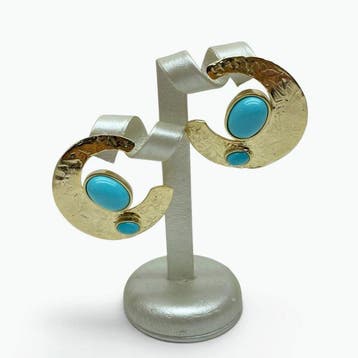Turquoise - Brons - Oorbellen - Italiaans handwerk
