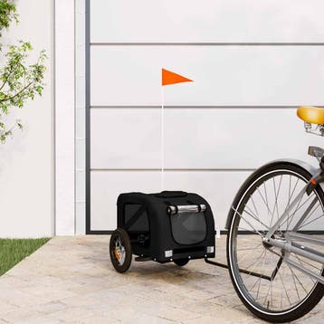 vidaXL Hondenfietstrailer oxford stof en ijzer zwart, Verzenden