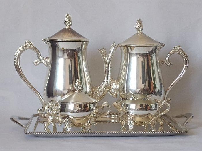 Koffie- en theeservies (5) - Rococo Foliage - Metaal, Antiek en Kunst, Antiek | Keukengerei