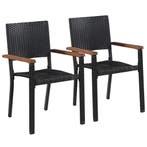 vidaXL Tuinstoelen 2 st poly rattan zwart, Verzenden