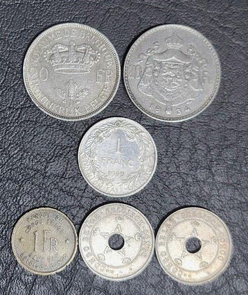 België, Belgisch-Congo. Albert I, Leopold III. 10 Centimes,