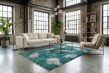 Turkoois vintage - Vloerkleed - 285 cm - 170 cm - met