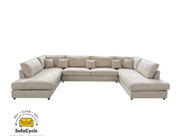 U-zetel beige in ribstof – overstock, Verzenden, Nieuw