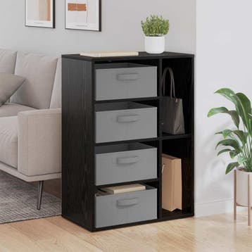 vidaXL Dressoir Zwart eiken 60 x 33,5 x 84 cm, Huis en Inrichting, Kasten | Dressoirs, Verzenden, Nieuw