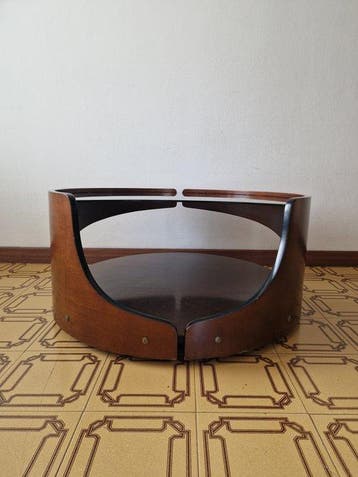 Middentafel - hardhout - Tafeltje met wieltjes van