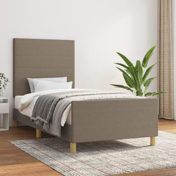 vidaXL Bedframe zonder matras 90x190 cm stof taupe, Verzenden