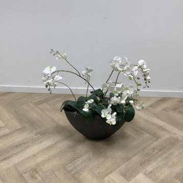 stenen plantenbak met Orchidee kunstplant, 90 cm