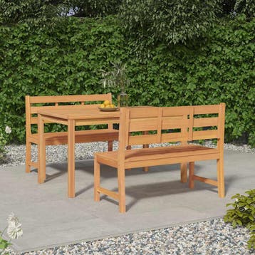 vidaXL 3-delige Tuinset massief teakhout, Verzenden, Nieuw, Tuinset