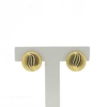 Vintage gouden gematteerde oorclips; Ø 13,5 (Oorbellen), Ophalen of Verzenden, Gebruikt, Goud, Goud