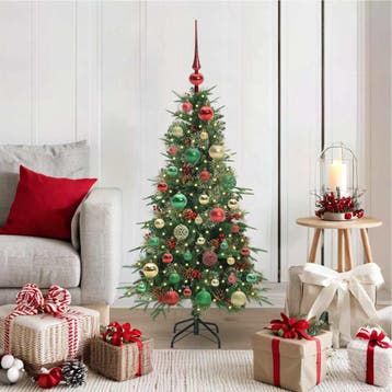 vidaXL Kunstmatige Hinged Kerstboom met 150 LED Groen 120 cm, Verzenden