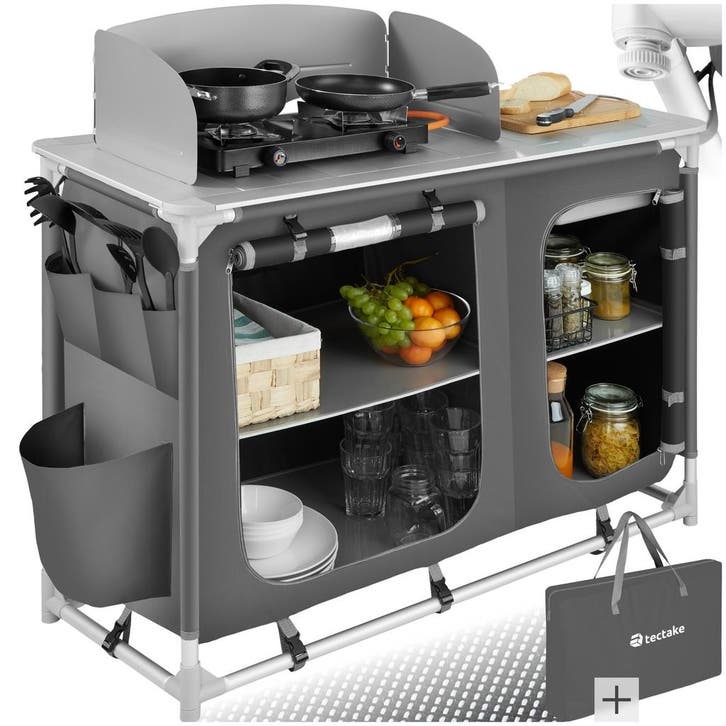 Aluminium kampeerkeuken 116 x 52 x 107 cm - grijs, Caravanes & Camping, Accessoires de camping, Envoi