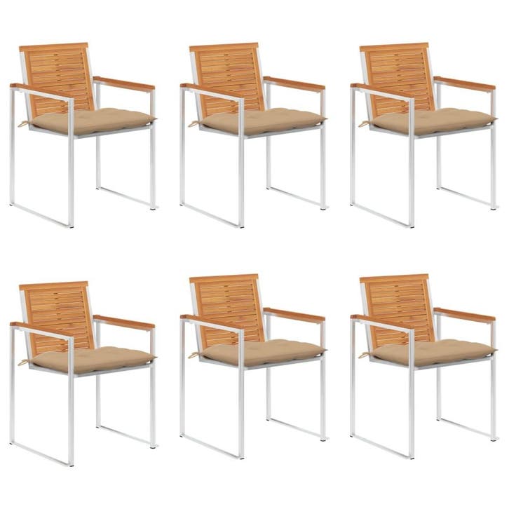 vidaXL Tuinstoelen 6 st met kussens massief acaciahout, Tuin en Terras, Tuinstoelen, Nieuw, Verzenden