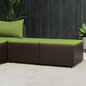 vidaXL Voetensteunen 2 st met kussens poly rattan bruin, Verzenden