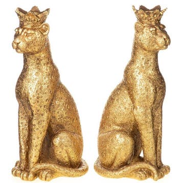 Figuur - Polyresinfigur Kerzenständer Set/2 Leoparden -