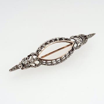 Broche - 14 karaat Zilver, Roségoud - 0,35ct. tw. Diamant