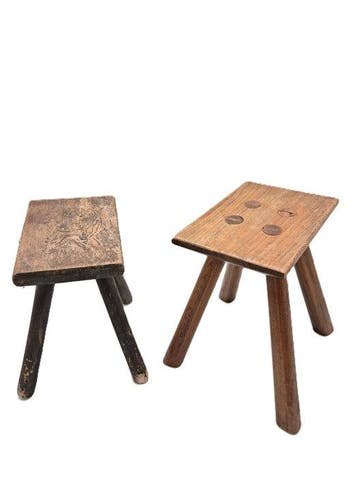 Kruk - Hout - Twee melk krukjes, Antiek en Kunst