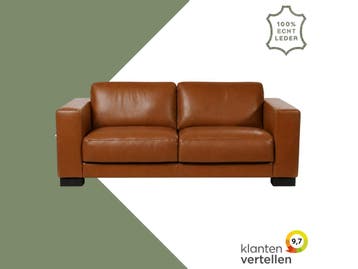 Leren bank Clear - 2,5 zits - Elegance Cognac (cognac) -, Ophalen of Verzenden