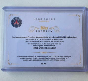 Topps Premium Marco Asensio 15/25 Serialized card,, Nieuw