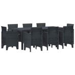 vidaXL Tuin Eettafel Set 9 pcs Antraciet Polypropyleen, Verzenden, Nieuw