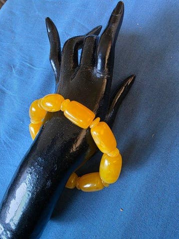 Amber Parelarmband - Hoogte: 1.5 cm - Breedte: 2 cm- 34.4 g