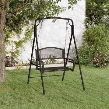 vidaXL Schommelbank 124 cm staal zwart, Verzenden