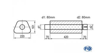 FOX Uni-geluiddemper trapezium met mof - verwerking 644 220x, Verzenden