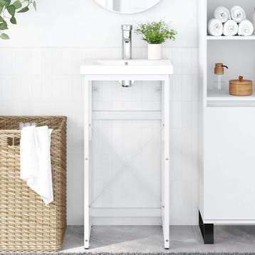 vidaXL Wastafelframe 40x38x83 cm ijzer wit, Huis en Inrichting, Tafels | Bijzettafels, Verzenden, Nieuw