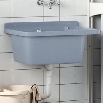 vidaXL Wasbak wandgemonteerd 60x40x28 cm hars grijs, Verzenden