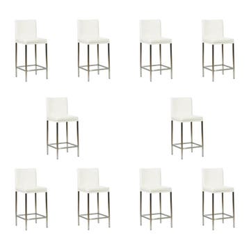 Set van 10 Leren barkrukken Break laag - Toledo Purewhite, Ophalen of Verzenden