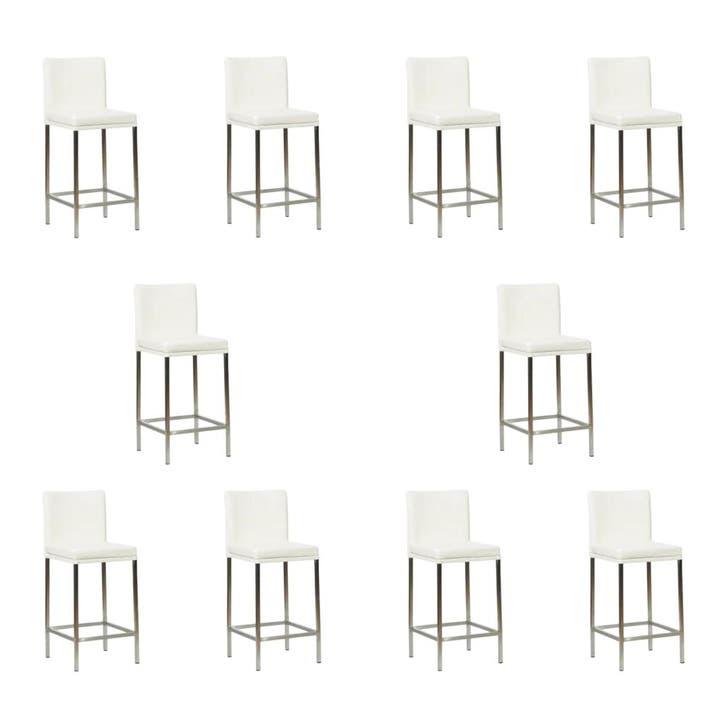 Set van 10 Leren barkrukken Break laag - Toledo Purewhite, Maison & Meubles, Tabourets de bar, Enlèvement ou Envoi
