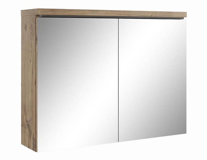 Badkamerkast Paso 80 x 20 x 60 cm Kastanje Eiken Spiegelkast, Huis en Inrichting, Badkamer | Badkamermeubels, Nieuw, Verzenden