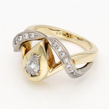 Bague - 14 carats Or jaune, Or blanc Diamant (Naturelle), Bijoux, Sacs & Beauté