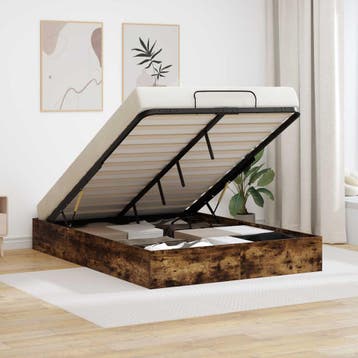 vidaXL Ottoman Bedframe met opslag Gerookte Eik 203 x 140 x, Verzenden, Nieuw