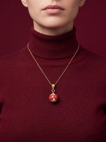 Murano-glas - Ketting met hanger - Bloemen in reliëf