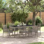 vidaXL Tuin Eettafel Set 7 pcs Grijs poly rattan, Verzenden